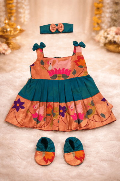 baby-girl-green-peach-paithani-naming-ceremony-dress