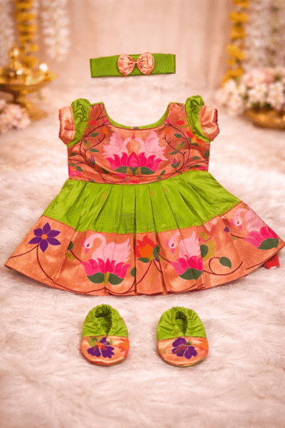 baby-girl-green-peach-paithani-naming-ceremony-dress