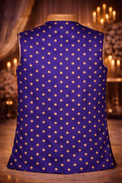 Royal Blue Paithani Silk Nehru Jacket for Men